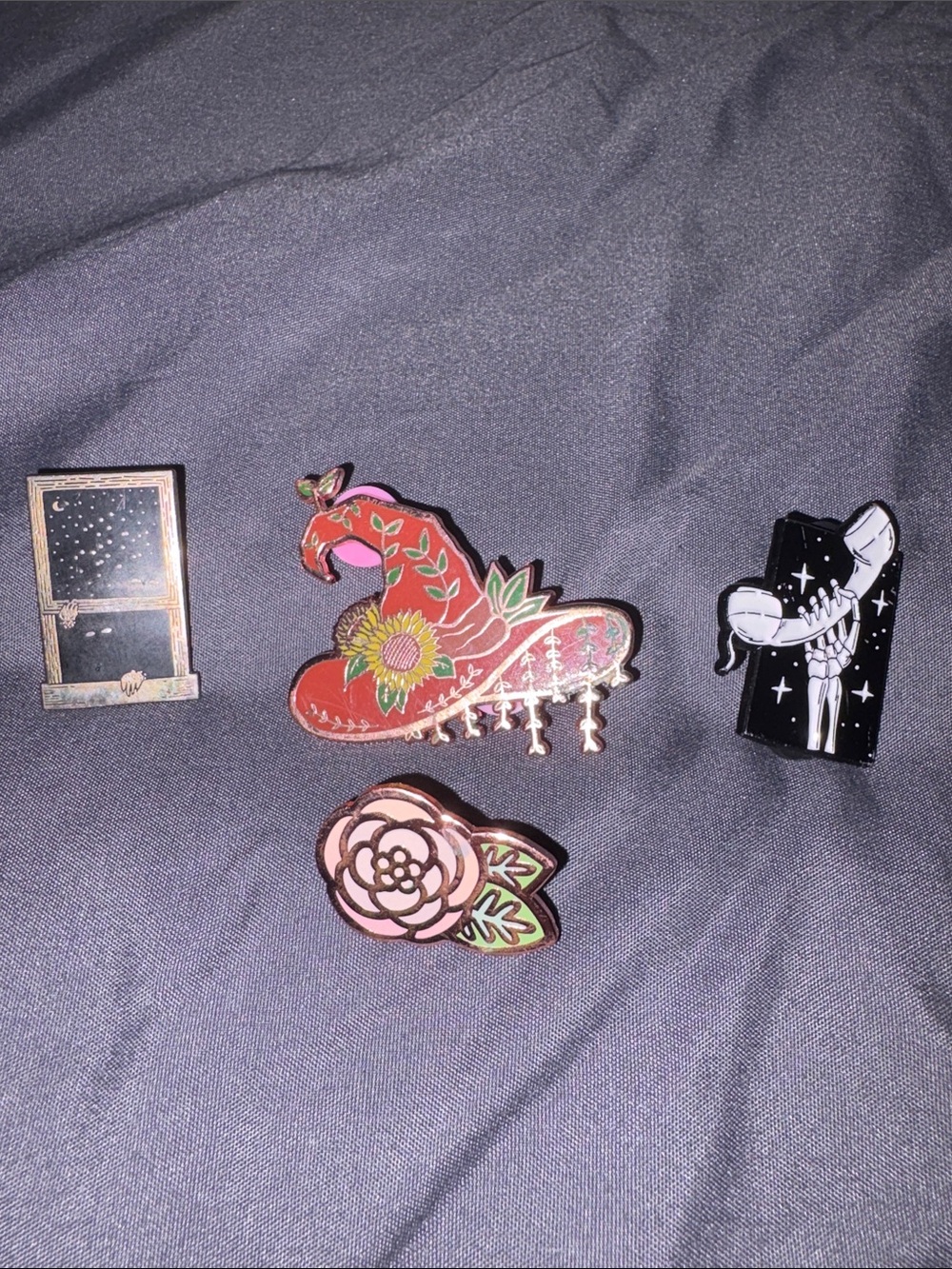 Red Floral Witch Hat Enamel Pin - Women Jewelry
